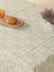 Handmade Block Print Floral Design Rectangle Indian Block Print Floral Cotton <b>Table</b> Cover <b>Table</b> <b>Cloth</b> for Home - Product Image 4