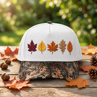 Gorra de Béisbol Dymf OEM con Hojas Bordadas, Logotipo Personalizado, Cierre a Presión, Visera Curva de Camuflaje, Gorra de Otoño para Hombre