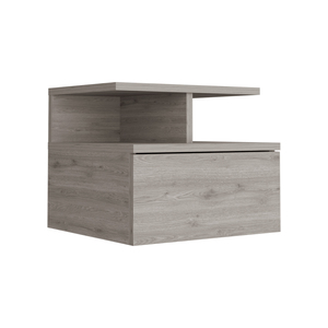 Adele Floating Nightstand With Drawer And Open <b>Shelves</b> For <b>Bedroom</b> Wall Mount Storage - Product Image 6
