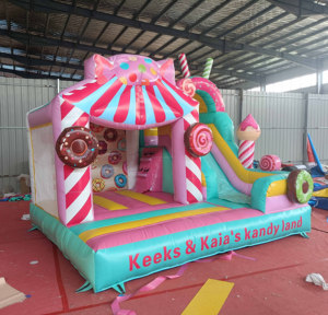 Maison à Bonbons Personnalisée en PVC Maison à Bonbons Gonflable avec Long Curseur Château Gonflable pour Sauter et Rebondir Amusant Logo Gratuit - Product Image 2