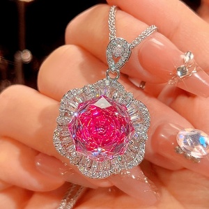 Ensemble de bijoux en cuivre écologique de 16-12 mm avec zircone florale, collier, boucles d'oreilles et bague pour femme - Vente en gros - Product Image 4
