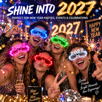 Lunettes de Nouvel An lumineuses 2027, lunettes LED pour fête, accessoires de déguisement originaux, vente en gros
