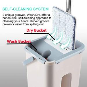 Set Mocio Piatto e <span class=keywords><strong>Secchio</strong></span> all'Ingrosso per la Pulizia dei Pavimenti Domestici, Mocio Magico in Microfibra Durevole per Uso Asciutto e Bagnato per Casa e Ufficio con Strizzatore - Product Image 5