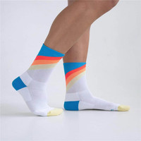Chaussettes de marathon personnalisées avec logo pour la course à pied, le trail, la compression, la performance, respirantes, couleur néon, chaussettes de cyclisme pour hommes