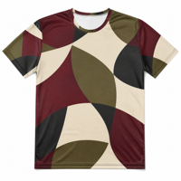 T-shirt pour homme en popeline 3D AOP 100% polyester ivoire bordeaux olive à séchage rapide respirant col rond avec motif