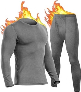 Ensembles de sous-vêtements thermiques en polyester bleu marine pour hommes et caleçons longs en polaire à séchage rapide - Product Image 4