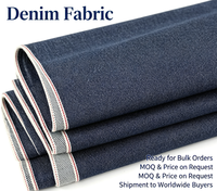 Tissu denim brut extensible 10,5 oz 8S, non-décolorant, respirant, 99 % coton, 1 % élasthanne, sergé à lisière rouge pour vestes et pantalons en jean
