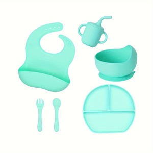 Cuchara suave del cuenco <span class=keywords><strong>de</strong></span> succión del bib impermeable ajustable 6PCS <span class=keywords><strong>para</strong></span> el bebé llevó el destete del microware seguro BPA li - Product Image 1