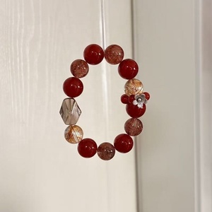 Braccialetti Artigianali con Grandi Perle di Cristallo Naturale (Corniola e Quarzo Rutilato) da 13-14mm per Chakra, Energia e Feng Shui, per <span class=keywords><strong>la</strong></span> <span class=keywords><strong>Buona</strong></span> Fortuna - Product Image 2