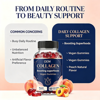 Gummies véganes boostantes au collagène et à la biotine, saveur pêche naturelle, 60 unités, complément alimentaire pour adultes