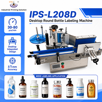 Machine d'application d'étiquettes industrielle semi-automatique IPS-L208D pour bouteilles rondes, flacons cosmétiques, pots en verre