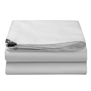 Bâche en PE 200 GSM blanche avec œillets en aluminium renforcés sur mesure, imperméable et résistante au vent, pour camion, tente, <span class=keywords><strong>remorque</strong></span> - Product Image 2