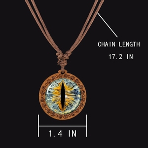 Collier Œil de <span class=keywords><strong>Loup</strong></span>, Pendentif Œil de Dragon, Œil d'Animal Fantastique, Collier en Bois, Cordon en Cuir Ciré, Bijoux Tressés - Product Image 5