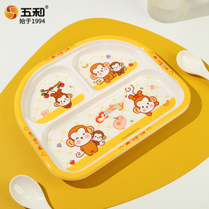 Wuhe Kids Cartoon Feeding Plate Three Compartment Rectangle Dish For Child Dining - Product Image 4