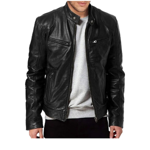 Chaqueta de moto de piel resistente para hombre hecha en fábrica al por mayor, estilo de moda con logotipo personalizado en la espalda para motociclistas - Product Image 4
