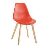 Chaise de salle à manger en plastique au design nordique moderne avec pieds en bois, meubles de salle à manger pour la maison