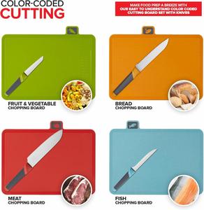 Juego de Cuchillos de Cocina Inteligentes de Acero Inoxidable al por Mayor, Herramientas de Cocina Surtidas con Tabla de Cortar de Plástico PP Desechable y Juego de Cuchillos - Product Image 3