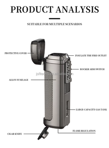 JOFI Luxury 3 Jets Blue Flame Metal Cigar Torch Lighter Custom Butane American Style GAS Fuel Business Gifts with Cigar Punch - Product Image 6