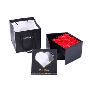 Scatola Portagioie Rotante Quadrata con 9 Fiori, Espositore con Tecnica di Bronzatura, Cartone Grigio Speciale, Regalo per <span class=keywords><strong>San</strong></span> <span class=keywords><strong>Valentino</strong></span> - Product Image 5