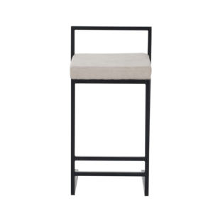 Modern Light Luxury Square Frame <b>Back</b> Soft Upholstered Bar <b>Stool</b> Black Metal Legs for Home Restaurant Hotel Apartment - Product Image 5