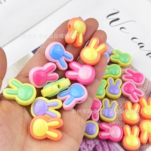 Perles en acrylique tête de lapin bicolores pour porte-clés, breloques de téléphone, pendentifs de voiture, fabrication Chaozhou - Product Image 1