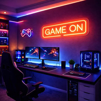 Enseigne néon LED « Game On » faite à la main, lumière néon personnalisée pour la décoration de salle de jeux, art mural pour diffusion en direct, cadeau pour joueur, pour petit ami