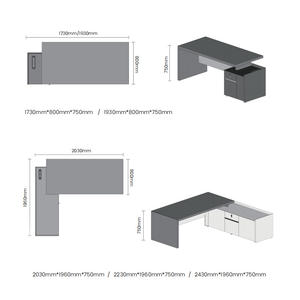 โต๊ะสำนักงานทันสมัยโต๊ะสำนักงานหรูหราโต๊ะผู้บริหารห้องผู้จัดการใหญ่ - Product Image 4