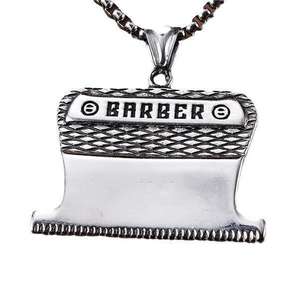 In acciaio inox barbiere Clipper collana ciondolo argento tono texture dettagli <span class=keywords><strong>Hip</strong></span> <span class=keywords><strong>Hop</strong></span> Streetwear gioielli per gli uomini stile barbiere negozio - Product Image 6