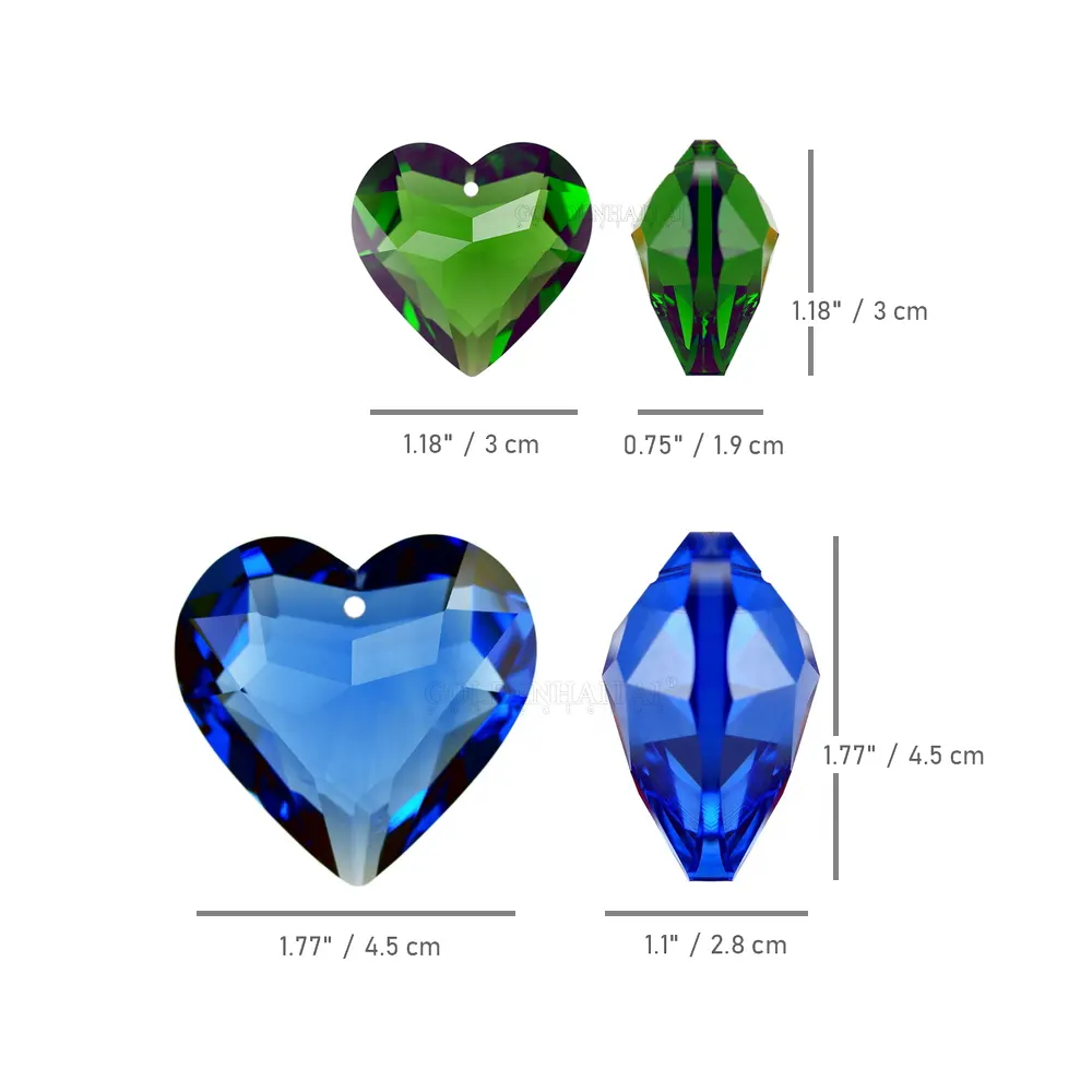 Prisma a forma di cuore di cristallo Suncatcher, cristalli appesi per decorazione di finestre e regali 30mm /45mm GOLDENHAITAI