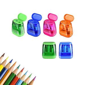 4PCS Colorful Compact Dual Holes <b>Pencil</b> Sharpener <b>Custom</b> Logo With Lid Portable Colored Manual <b>Pencil</b> Sharpener - Product Image 2