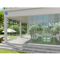 Cloison extérieure en verre mobile sans cadre, porte coulissante pliante en aluminium entièrement ouverte pour véranda de pergola