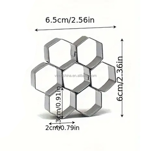 7 khoang hình lục giác <span class=keywords><strong>Cookie</strong></span> <span class=keywords><strong>cutter</strong></span> thép không gỉ Tiny mini hình lục giác khuôn mẫu cho nướng - Product Image 3