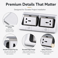 Prise de sol escamotable en alliage d'aluminium 220V, prise universelle avec USB Type C, boîte de sol amortie pour bureau et hôtel