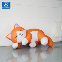 Modèle de chat orange gonflable personnalisé, géant, mignon, mascotte animale pour la publicité et la décoration d'événements en plein air
