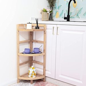 Bamboo Three-Tier <strong>Corner</strong> <strong>Storage</strong> Organizer Tall Display Shower Shelf <strong>Corner</strong> <strong>Unit</strong> - Product Image 4