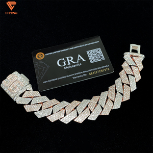 Hip Hop Rosé<span class=keywords><strong>gold</strong></span> Tow Tone Miami 23mm 4 Reihen Cuban Link Moissan ite Vvs Armband Massiv Sterling Silber für Männer - Product Image 3