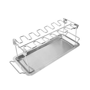 Cross-border stainless steel portable folding multi-functional leg support set with drip tray, BBQ grill, meat and <b>vegetable</b> - Product Image 2