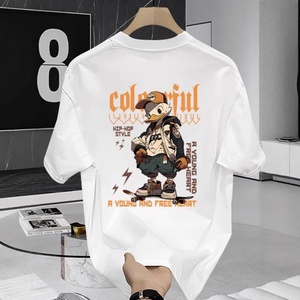 T-shirt a maniche corte in puro cotone traspirante da 230 g, stile americano geometrico, per giovani, uomo e donna, <span class=keywords><strong>moda</strong></span> estiva di marca - Product Image 2