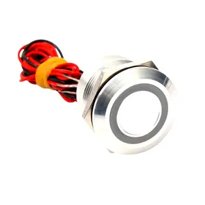 12v Ring Illuminated Normally Open Momentary Reset LED Waterproof 19mm Metal Piezo Switch