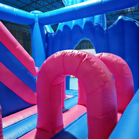 Château gonflable commercial à thème Stitch avec toboggan, en PVC bleu, pour la location de jeux d'enfants