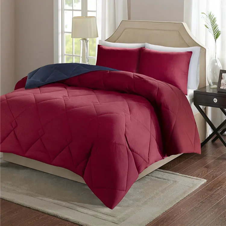 Conjunto de edredon de cama king size, conjunto de cama de luxo em tecido de microfibra sólida, colcha e cama