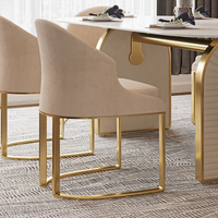 Chaise de salle à manger moderne haut de gamme en cuir PU, structure en métal contemporaine, pour la maison, le bar, le restaurant, l'hôtel, le salon, le maquillage