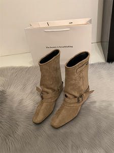 Bottes Martin pour femmes de haute qualité en gros, bottes de chevalier pour l'automne <span class=keywords><strong>et</strong></span> l'hiver, boucle de ceinture personnalisée, tête carrée - Product Image 5