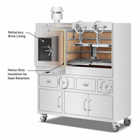 Grill argentin en acier inoxydable robuste et four à pizza au bois, station de cuisson extérieure commerciale pour hôtel