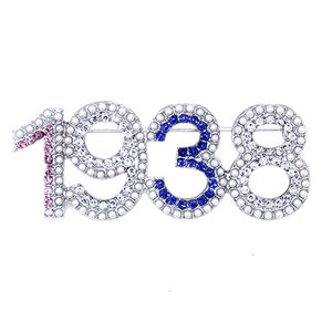 Fancy 2 filas diseño con incrustaciones de perlas Jack y Jill of America año de fundación 1938 símbolo joyería rosa y azul Bling JJ broche Pin - Product Image 1