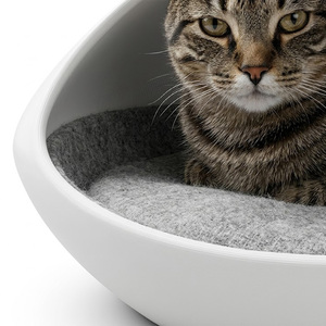 Glossy Egg Sculpture Cat Cave Minimalist Semi-open Cat <b>Bed</b> Washable Mat Indoor Living Room Decor Pet <b>House</b> - Product Image 6