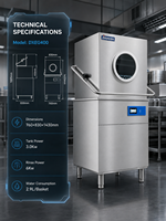 Lave-vaisselle automatique professionnel 220/380V, autonome, électrique, pour hôtels et commerces