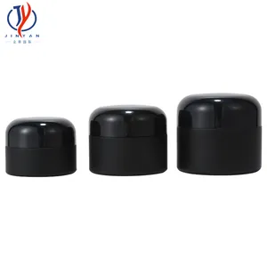 in stock ecofriendly soda lime 20G full black cosmetics face cream empty glass jars with screw plastic arc top lid