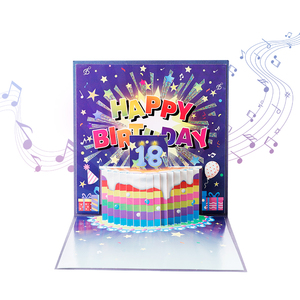 <span class=keywords><strong>Carte</strong></span> de vœux 3D pop-up de luxe pour 18e anniversaire, motif musical, gâteau arc-en-ciel découpé au laser, <span class=keywords><strong>carte</strong></span> de vœux artisanale en gros - Product Image 1