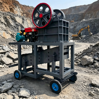 Concasseur à mâchoires mobile portable pour pierres et roches, moteur AC, engrenage, haute productivité, capacité maximale de 10t/h, utilisation dans les mines et les carrières